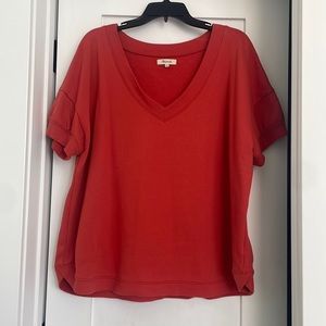 Burnt orange v neck shirt